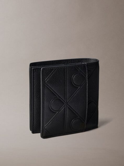Black Full-Grain Leather RFID Trifold Wallet  Men