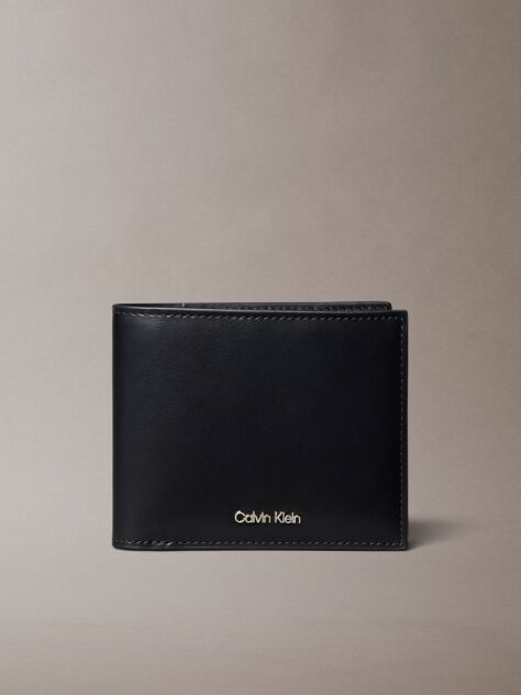 Black Leather RFID Slimfold Wallet  Men