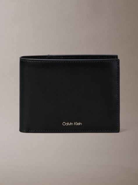 Black Leather Trifold Wallet  Men