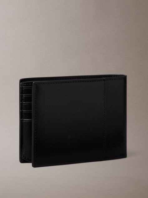 Black Leather Trifold Wallet  Men