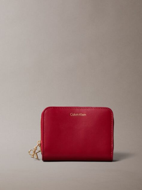 Red Leather Medium Zip Wallet  Women