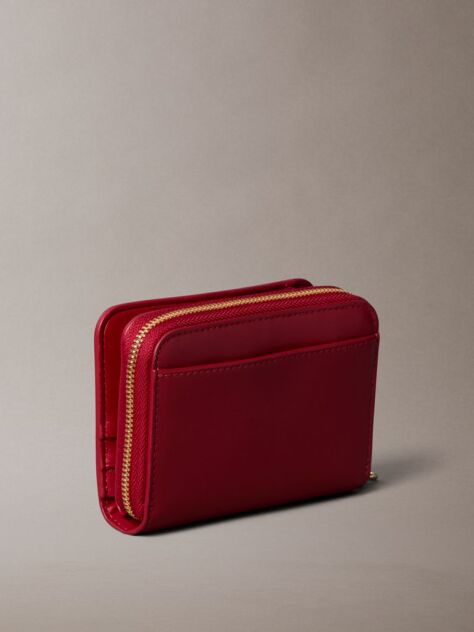 Red Leather Medium Zip Wallet  Women