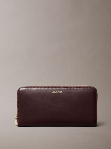 Red Leather Large Zip Wallet  Women