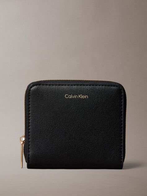 Black Foil Logo Square Zip Wallet  Women