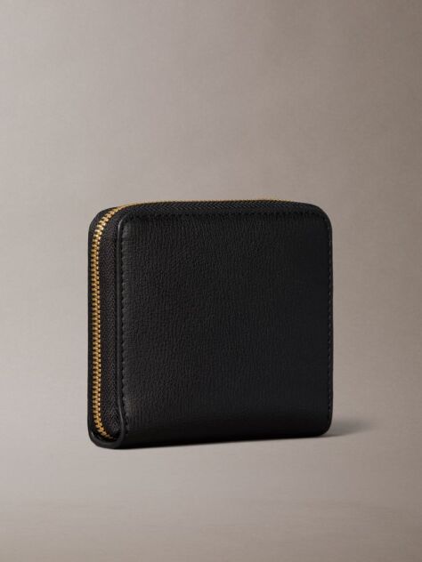 Black Foil Logo Square Zip Wallet  Women