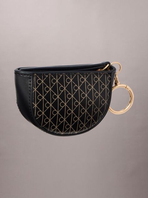 Black Emblem Logo Mini Zip Pouch Bag Charm  Women