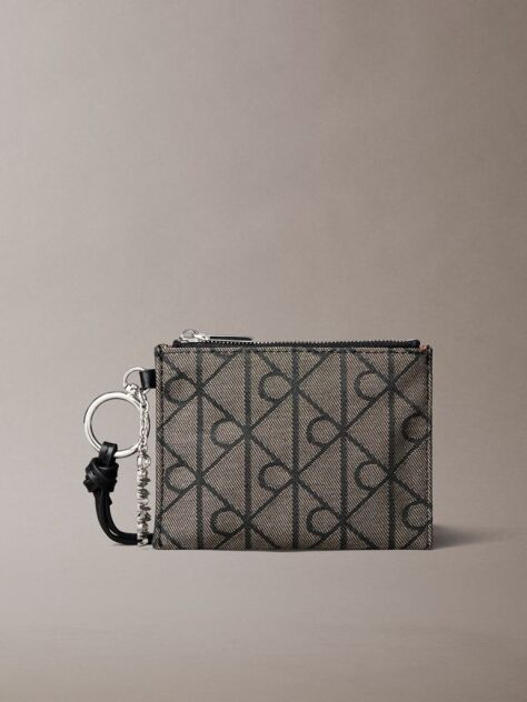 Multi Jacquard Logo Zip Pouch Bag Charm  Women