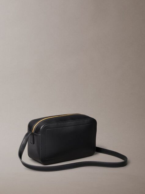 Black Embossed Monogram Logo Camera Bag  Women