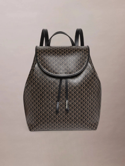 Black Allover Monogram Logo Backpack  Women