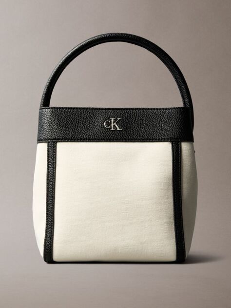 White Cotton Canvas Bucket Bag  Women