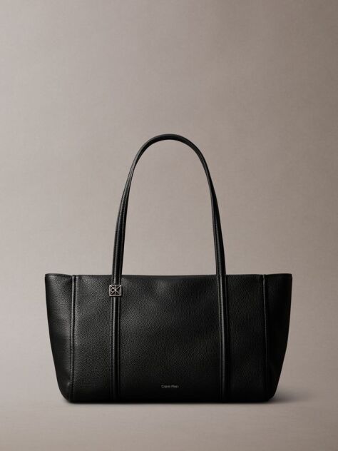 Black Pebble Grain Tote Bag  Women
