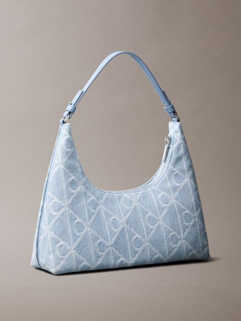 Denim Denim Allover Emblem Logo Shoulder Bag  Women