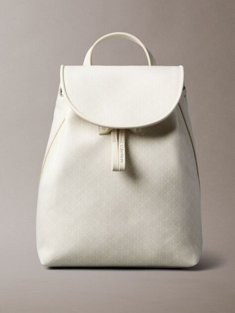 White Allover Emblem Logo Mini Backpack  Women