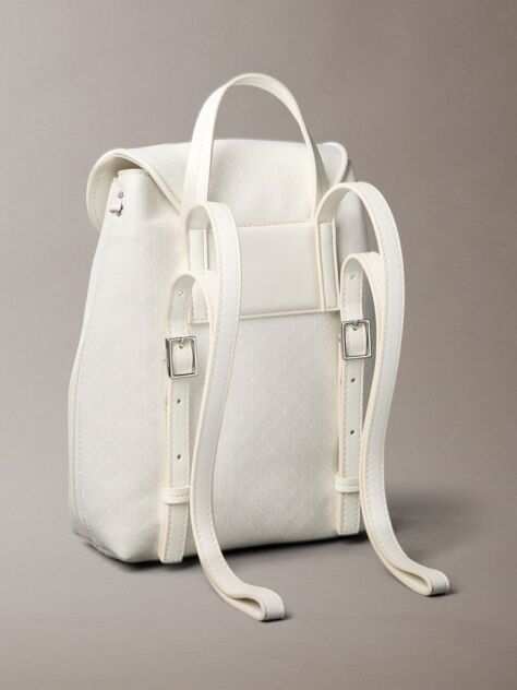 White Allover Emblem Logo Mini Backpack  Women