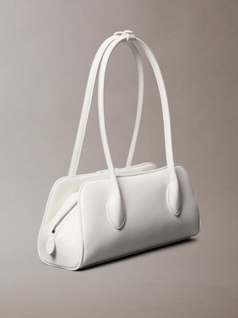 White Emblem Logo Pebble Shoulder Bag  Women