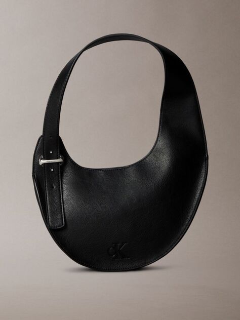 Black Asymmetric Crescent Shoulder Bag  Women