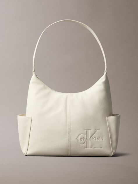 White Debossed Monologo Pocket Shoulder Bag  Women
