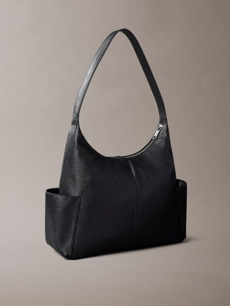 Black Debossed Monologo Pocket Shoulder Bag  Women
