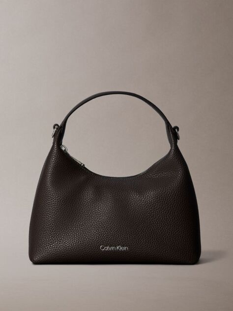 Brown Logo Strap Textured Crossbody Bag  Women