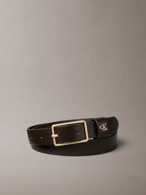 Brown Full Grain Leather Logo Belt  Women
