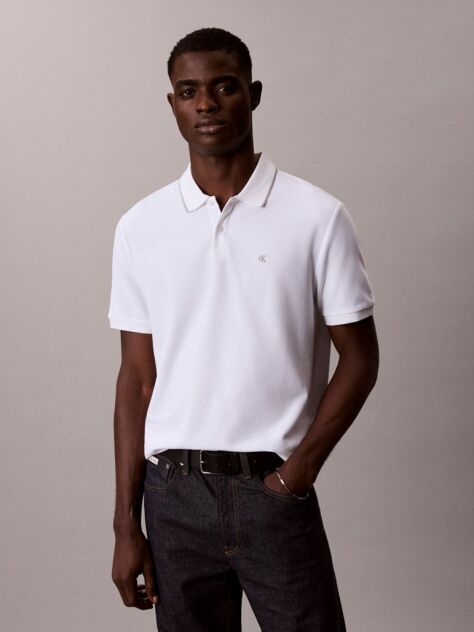 White Piqué Tipping Polo Shirt  Men