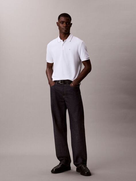 White Piqué Tipping Polo Shirt  Men