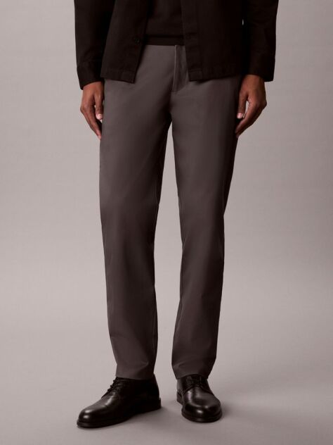 Grey Tapered Sateen Chinos  Men