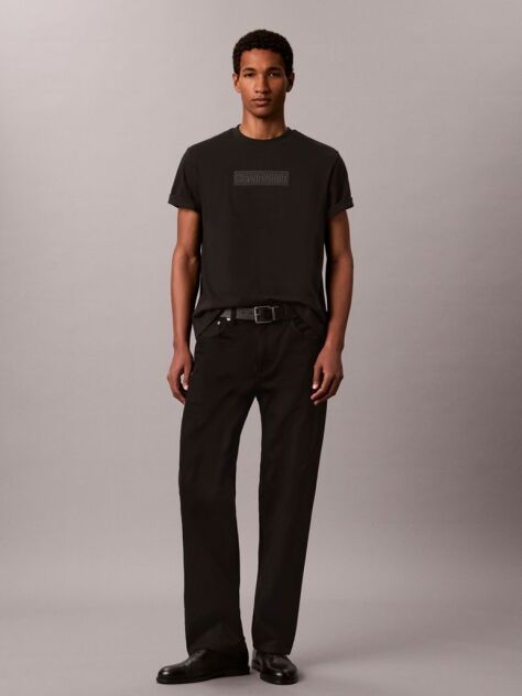 Black Logo Embroidery Crew Neck T-Shirt  Men