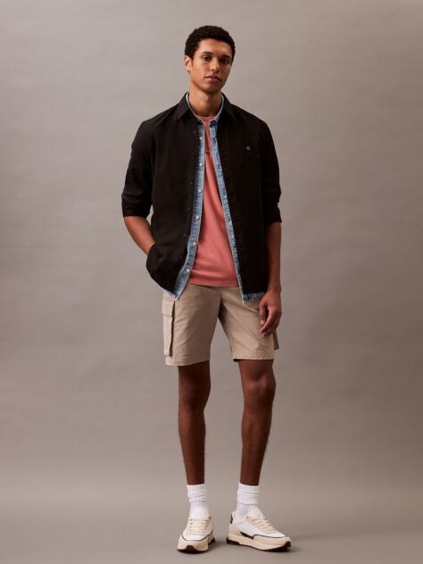 Brown Cotton Twill Cargo Shorts  Men