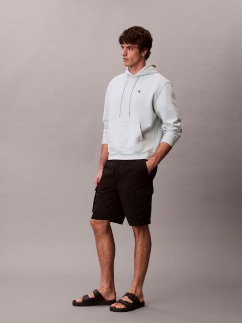 Black Cotton Twill Cargo Shorts  Men