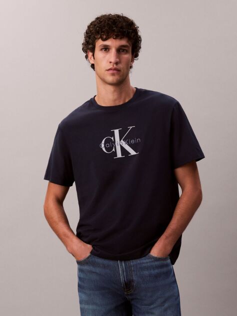 Blue Monogram Logo T-Shirt  Men