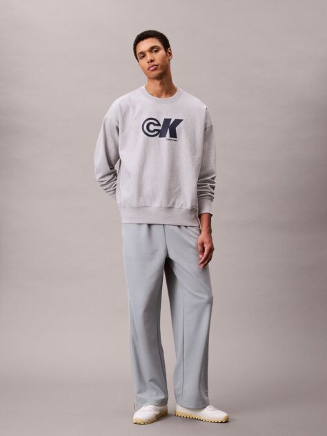 Grey Relaxed Graphic Logo Sweatshirt  Men