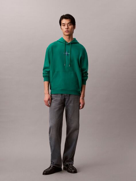 Green Relaxed Monogram Hoodie  Men
