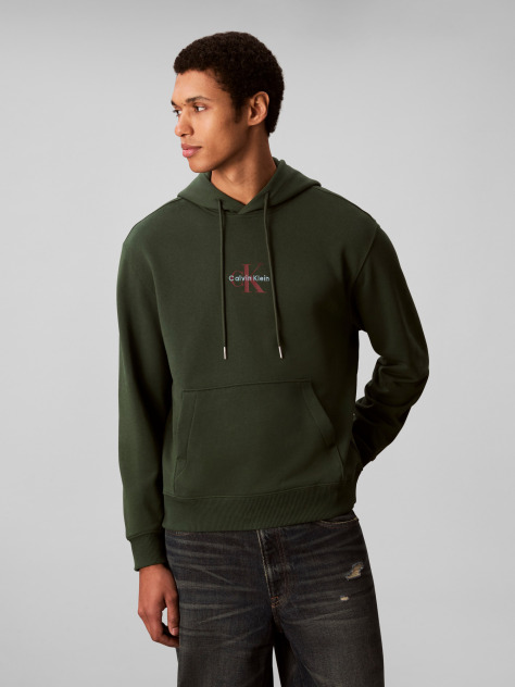 Green Relaxed Monogram Hoodie  Men