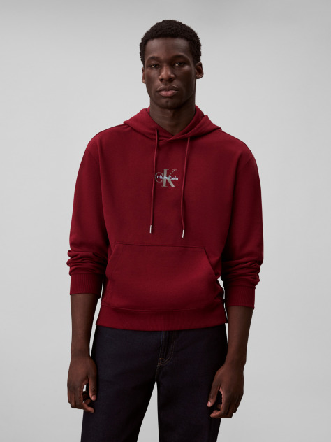 Red Relaxed Monogram Hoodie  Men