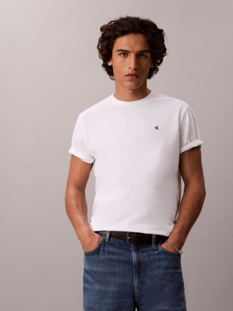 White Short-Sleeve Classic Monogram Tee  Men