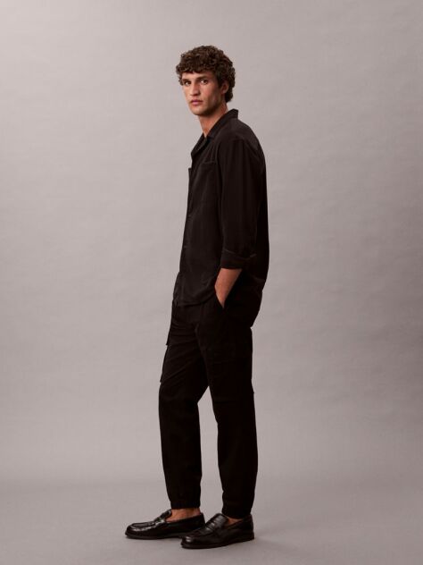 Black Skinny Twill Cargo Pants  Men