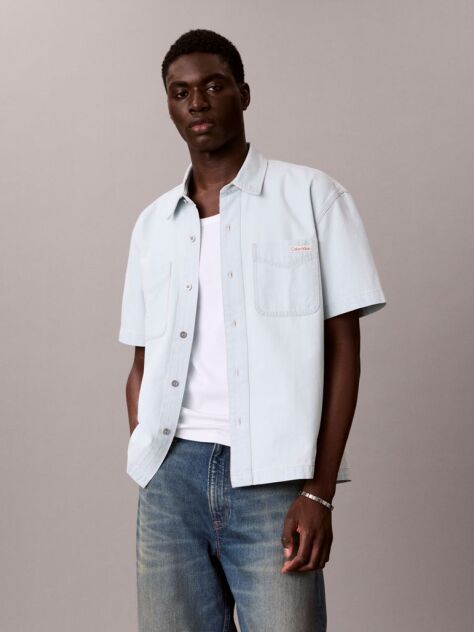 Denim Boxy Denim Short Sleeve Shirt  Men
