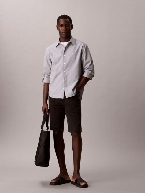 Black Slim Denim Shorts  Men
