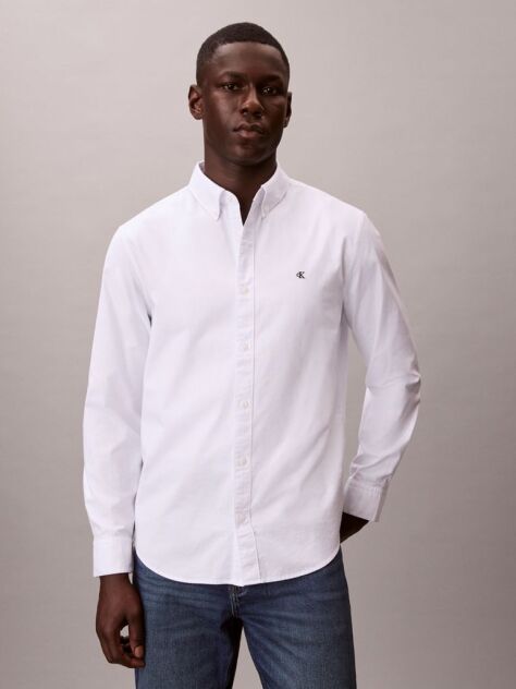 White Solid Classic Oxford Button-Down Shirt  Men