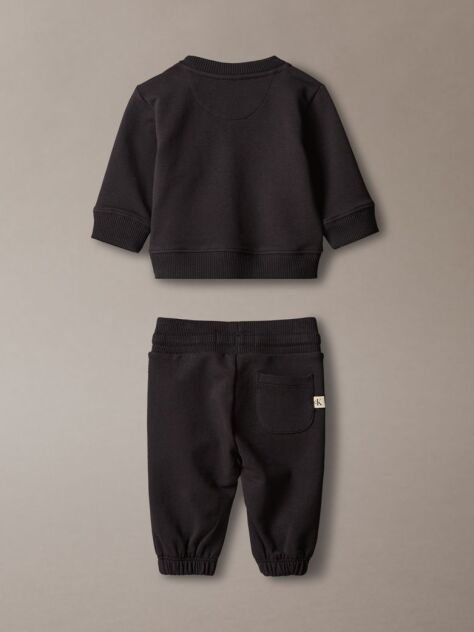 Black Monologo Sweatshirt And Joggers Set  Newborn