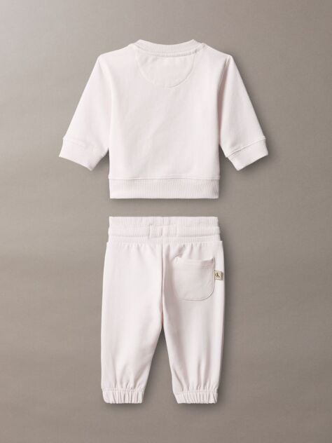 Pink Monologo Sweatshirt And Joggers Set  Newborn