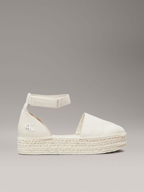 White Canvas Platform Espadrilles  Women
