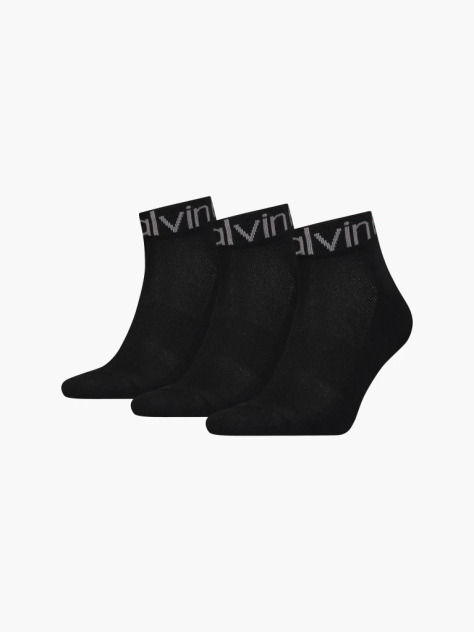 Black 3 Pack Logo Ankle Socks  Men