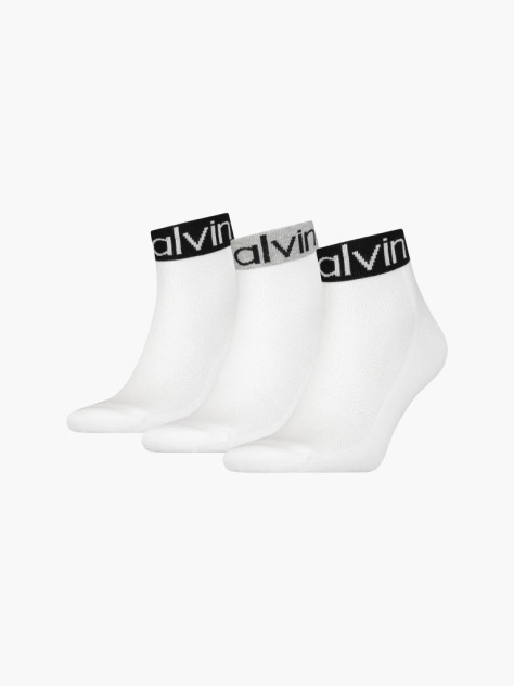White 3 Pack Logo Ankle Socks  Men