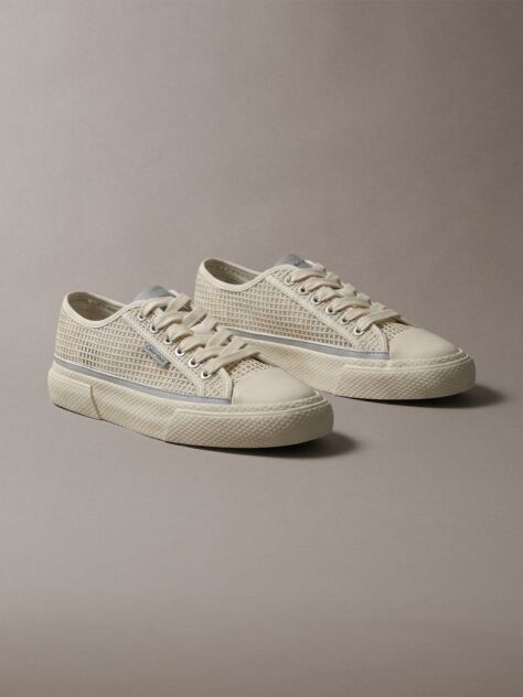 Beige Raffia Vulcanised Sneakers  Women