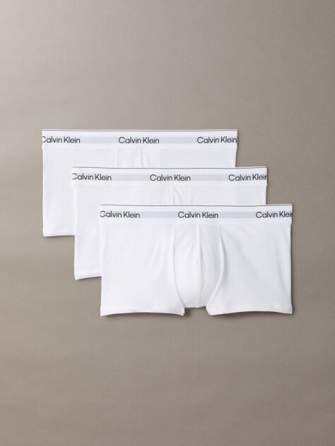 White 3 Pack Low Rise Trunks - Icon Cotton Stretch  Men
