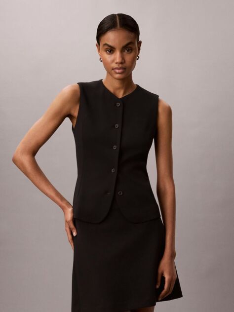 Black Tailored Button-Through Vest  Women