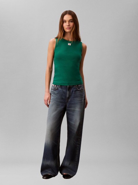 Green Logo Label Tank Top  Women