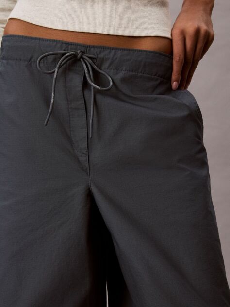 Blue Ripstop Drawstring Tucked Knee Trousers  Women